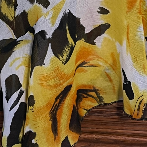 3/$30 | Thanx Collection | Dopamine Yellow and Black Floral Midi Skirt | Size M - Picture 5 of 7